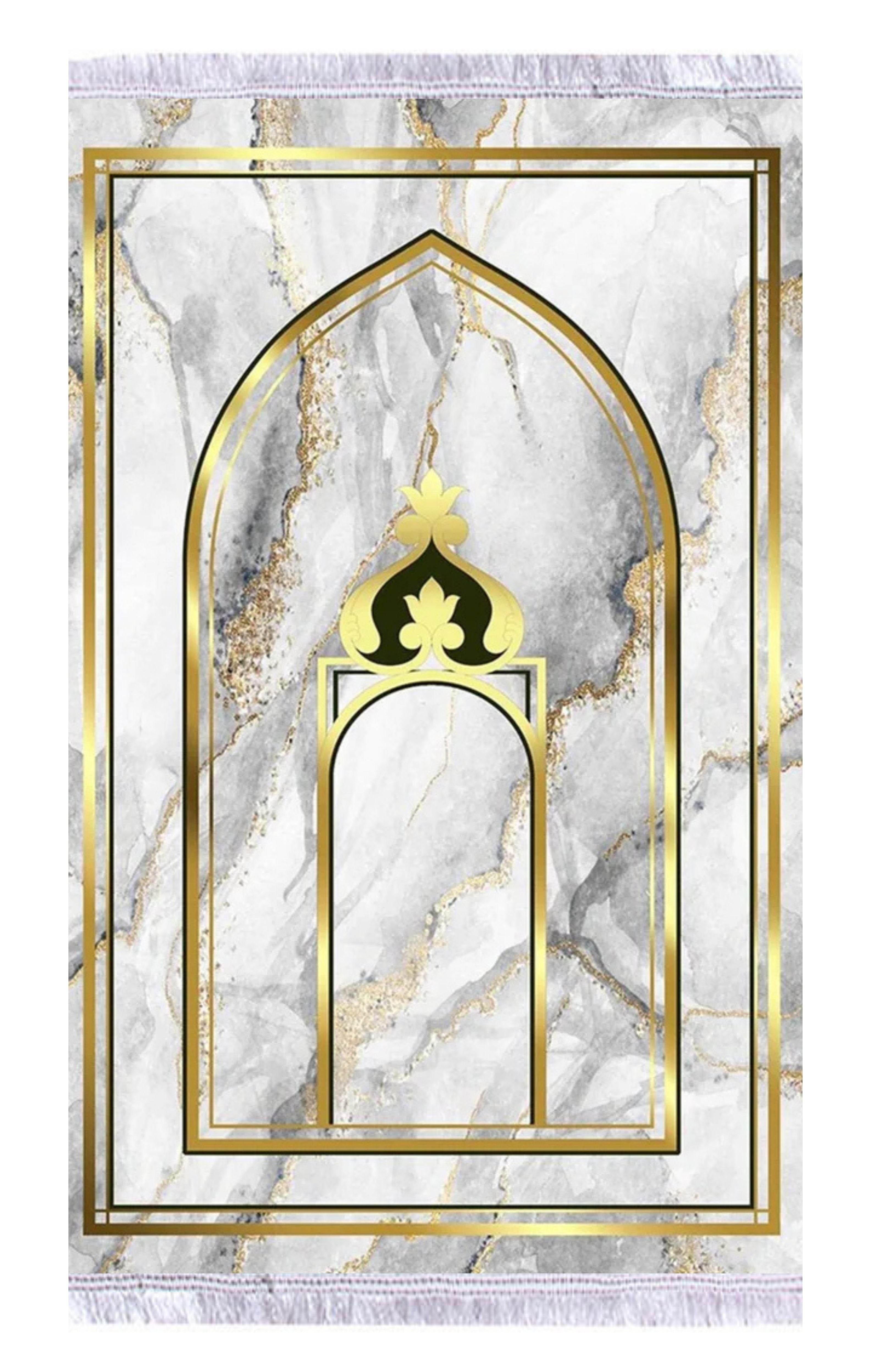 Gold Mermer Keten Kadife Seccade - 70x120cm - Carpetella