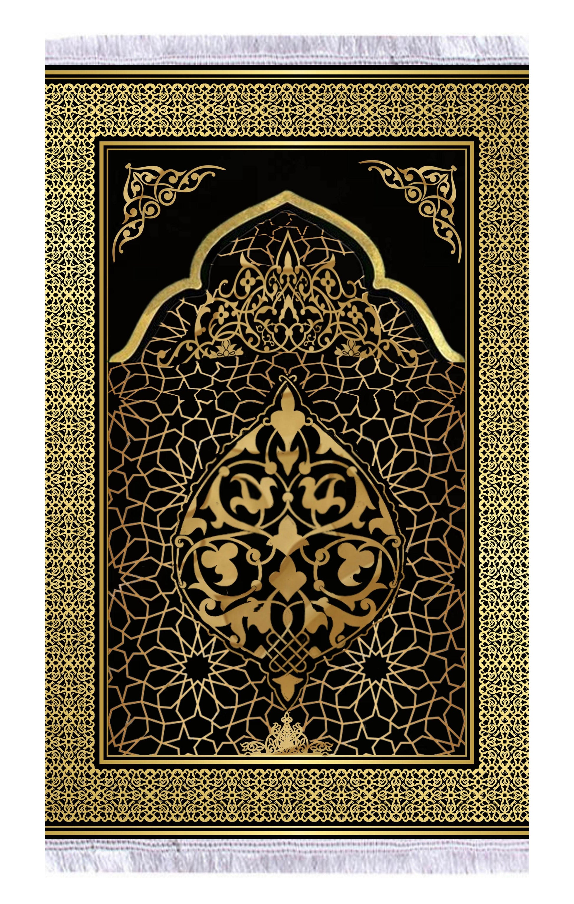 Gold Siyah Keten Kadife Seccade - 70x120cm - Carpetella