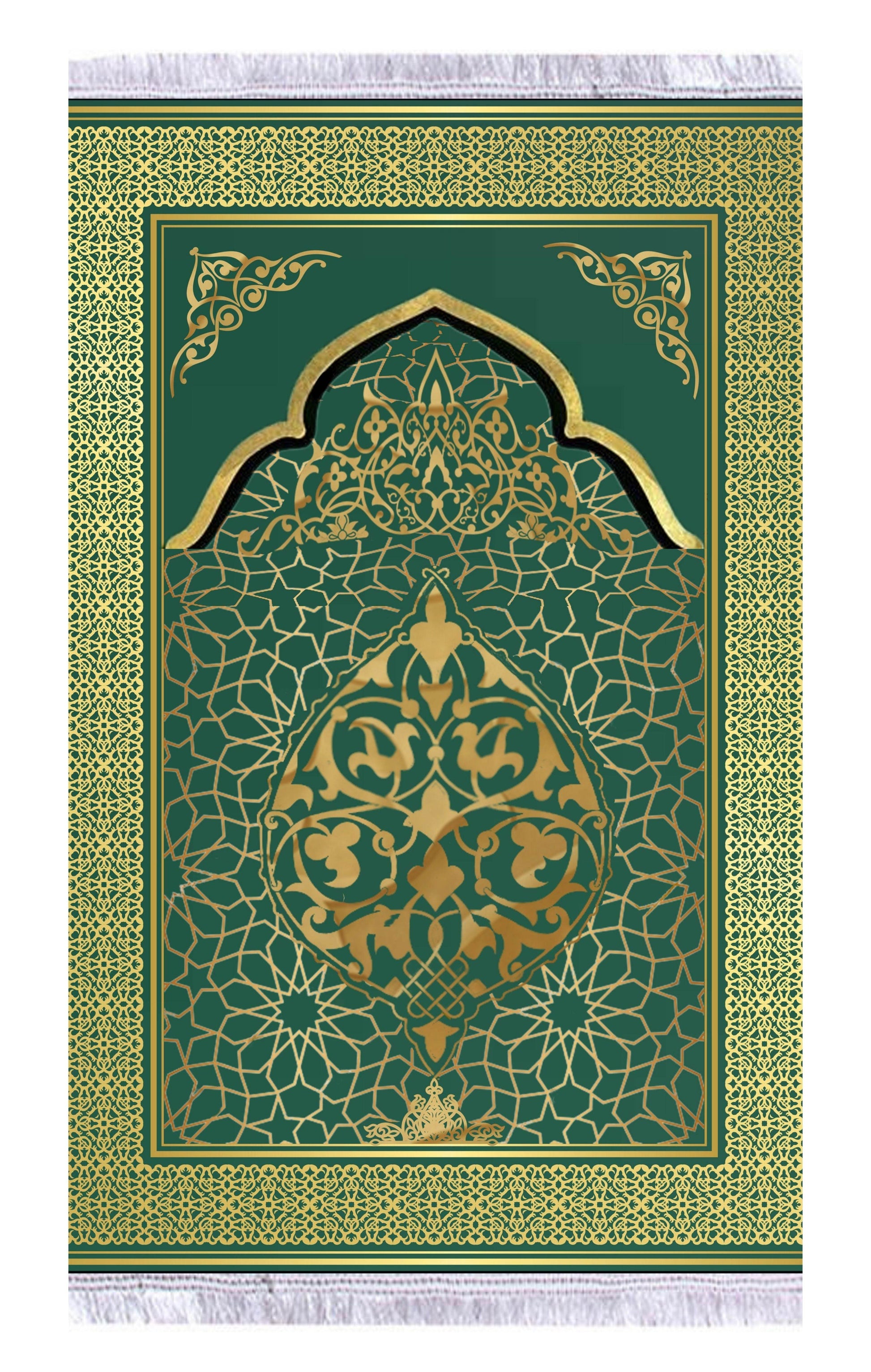 Yeşil Gold Keten Kadife Seccade - 70x120cm - Carpetella