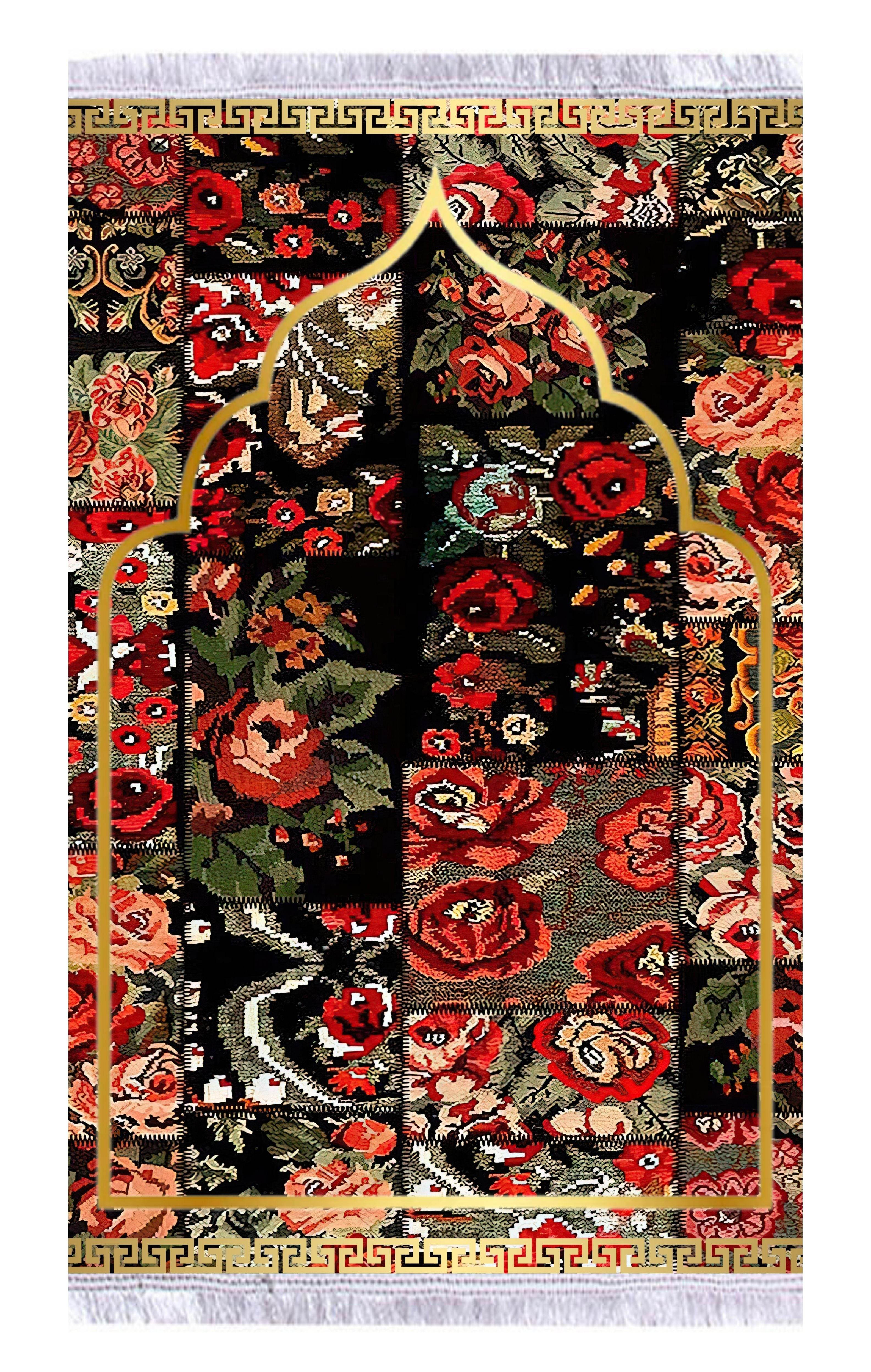 Çiçek Keten Kadife Seccade - 70x120cm - Carpetella