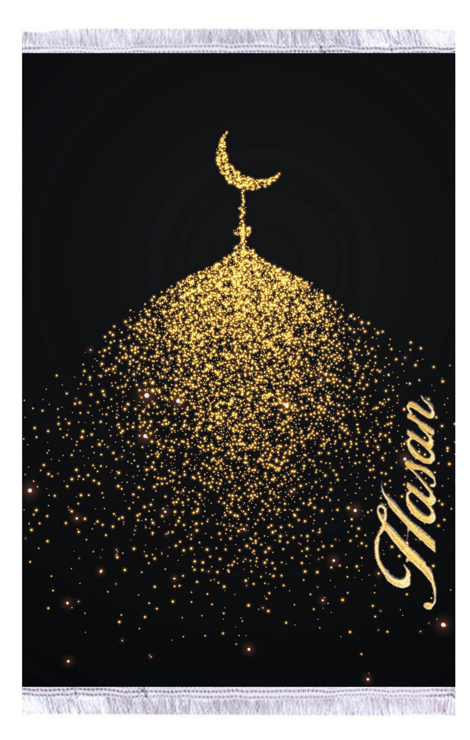 İsme Özel Hilal Gold Keten Astarlı Lüks Seccade - Carpetella