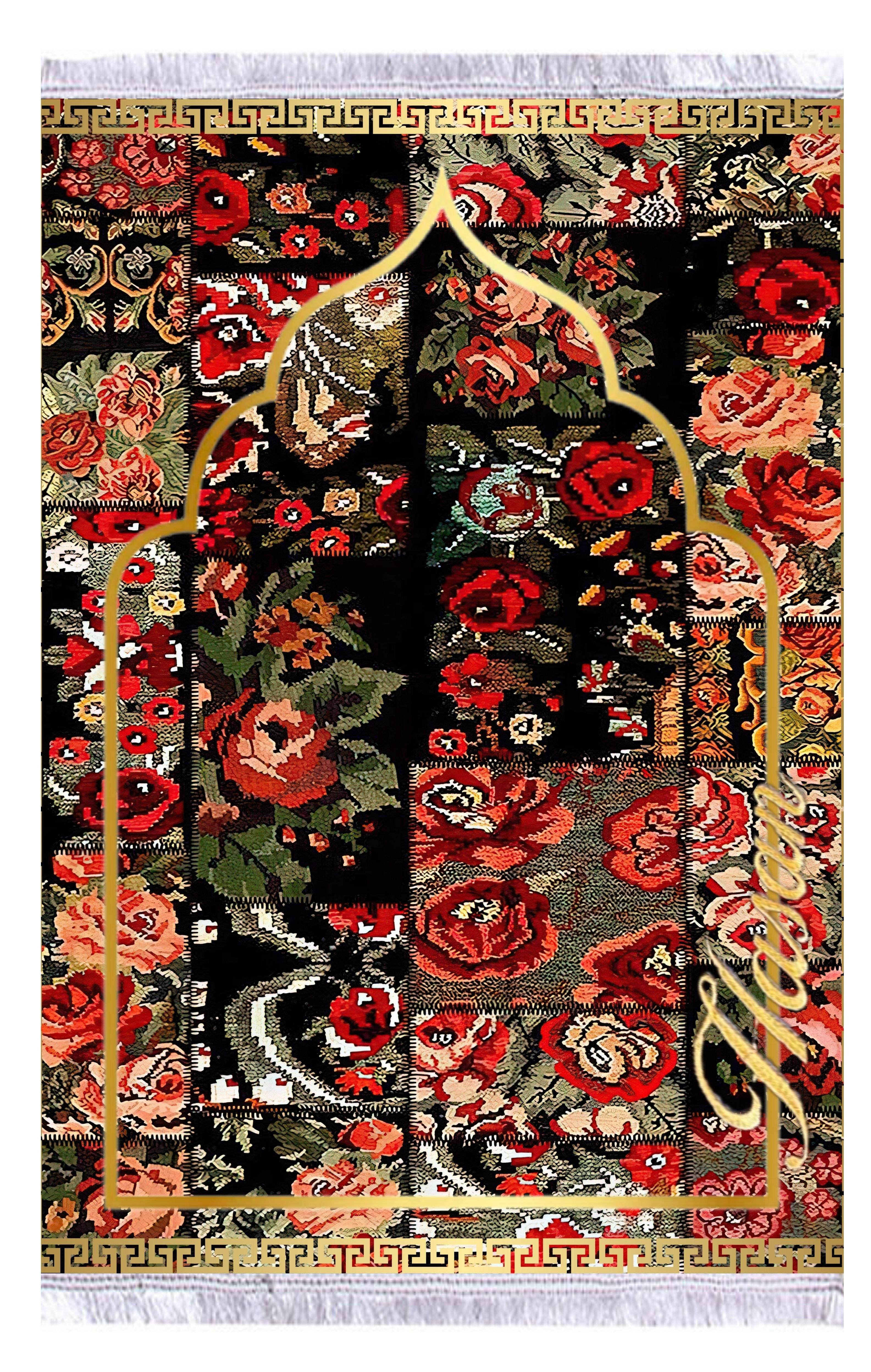 Çiçekli İsme Özel Keten Astarlı Lüks Seccade - Carpetella