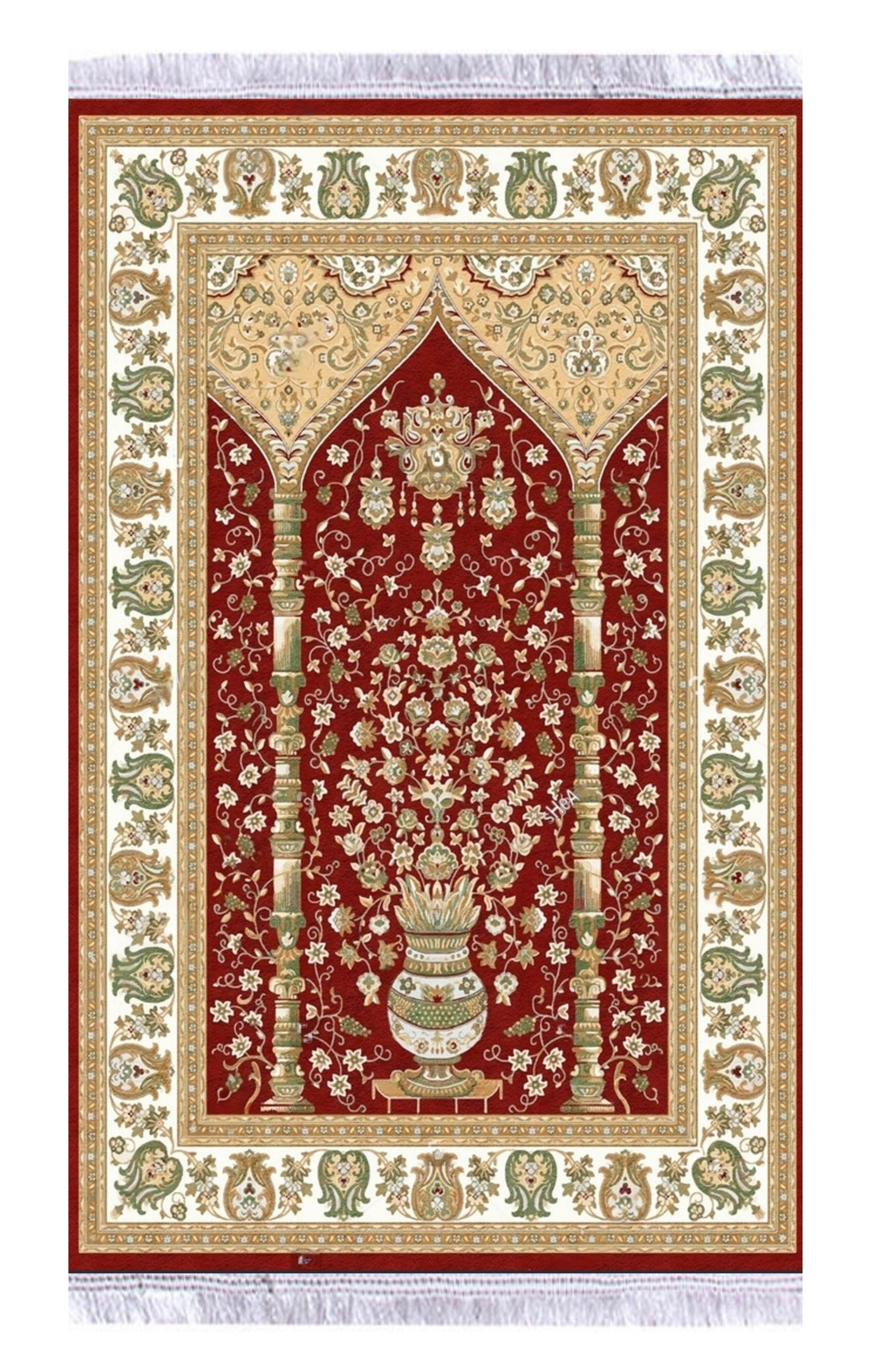 Oryantal Desen Keten Astarlı Kadife Seccade - 70x120cm - Carpetella
