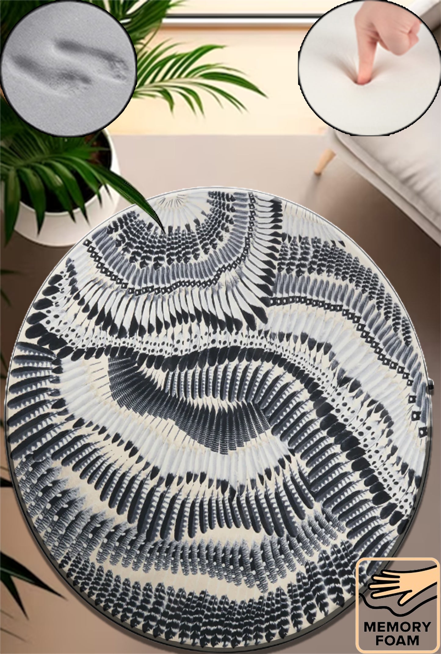 Round Circle Home Decor Area Carpet Rug Foam Padded Soft Thick