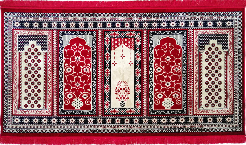 Prayer Rug - Multi-Person Janamaz Sajada for Family or Mosque - Large Gathering & Group Praying Carpet