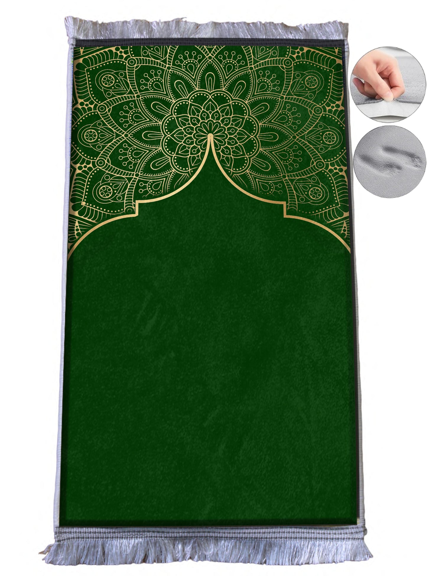 3 CM (1.2 Inch) Foam Thick Padded Prayer Rug Mat With Soft Velvet Anti-Slip Janamaz Muslim Sejadah