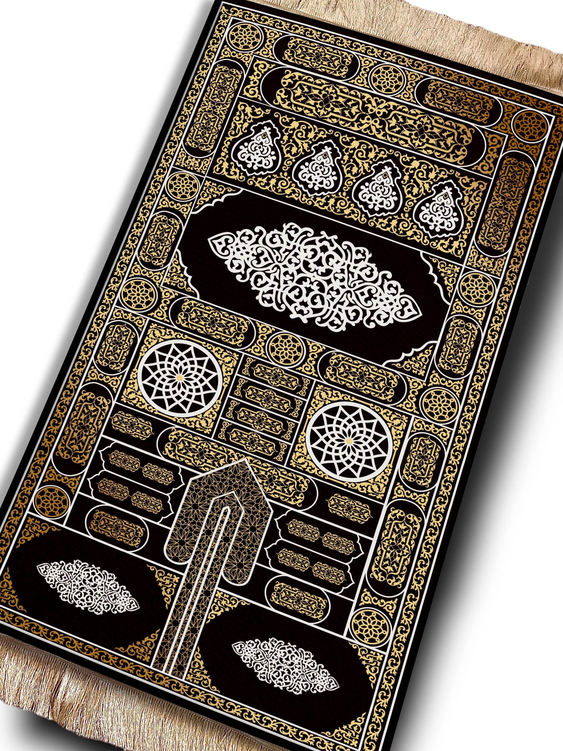 Gold Mermer Keten Astarlı Kadife Seccade - 70x120cm - Carpetella