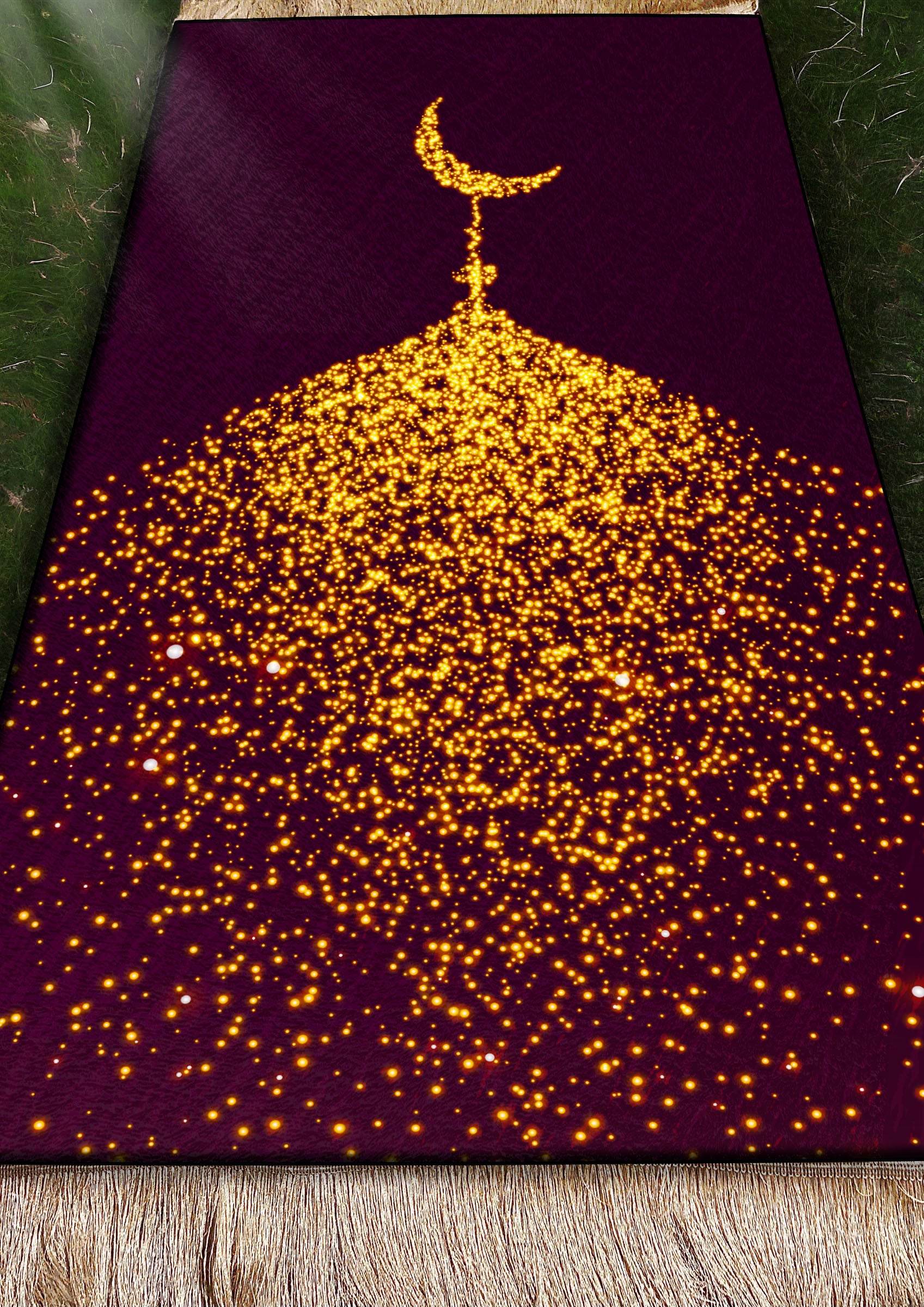 Mürdüm Hilal İsme Özel Keten Astarlı Lüks Seccade - Carpetella