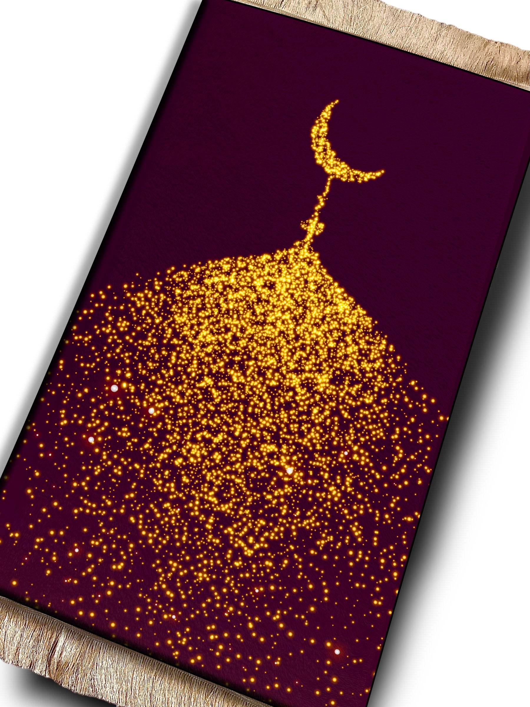 Mürdüm Hilal Keten Astarlı Kadife Seccade - 70x120cm - Carpetella