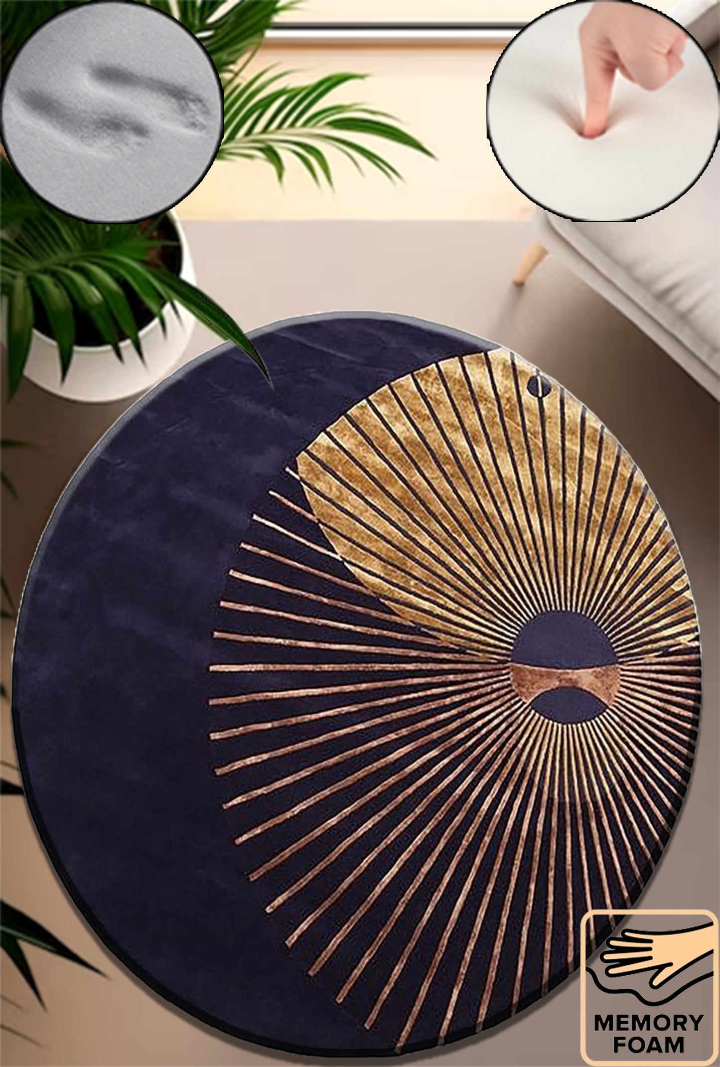 Round Circle Home Decor Area Carpet Rug Foam Padded Soft Thick