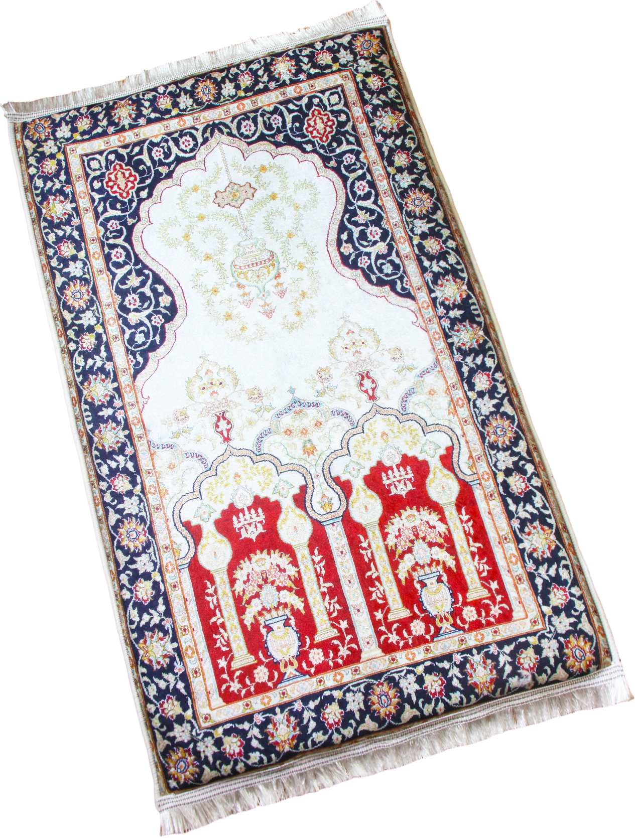 3 CM (1.2 Inch) Foam Thick Padded Prayer Rug Mat With Soft Velvet Anti-Slip Aesthetic Burgundy Vintage Janamaz Muslim Sejadah