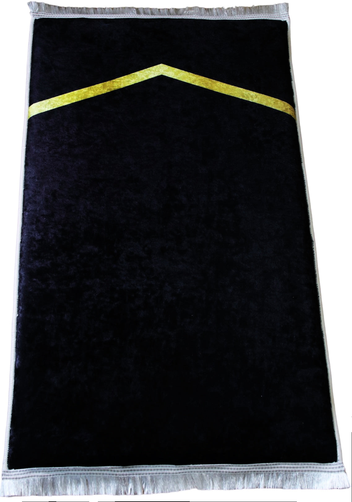 2 CM (0.8 Inch) Foam Thick Padded Prayer Rug Mat With Soft Velvet Anti-Slip Islamic Black Gold Janamaz Muslim Sejadah