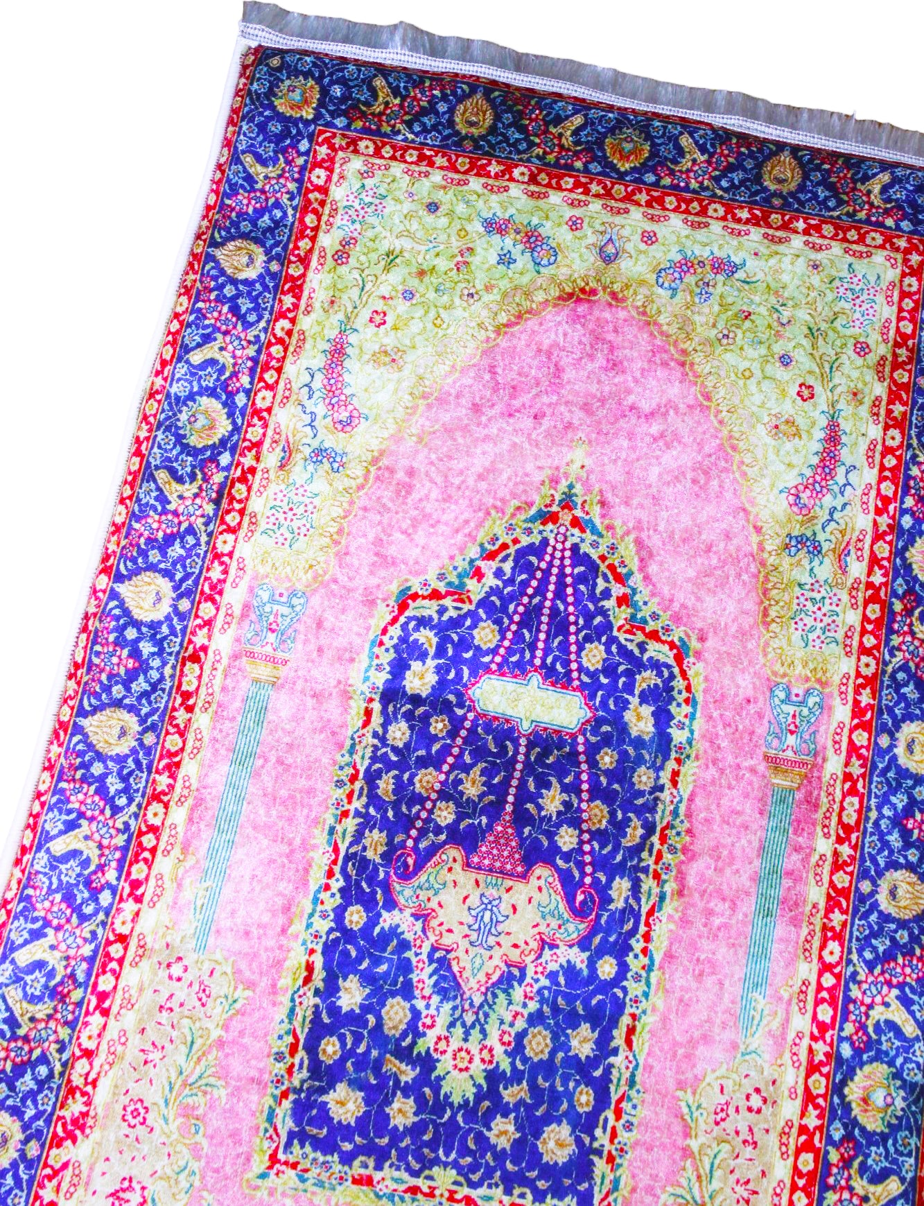 3 CM (1.2 Inch) Foam Thick Padded Prayer Rug Mat With Soft Velvet Anti-Slip Aesthetic Pink Oriental Janamaz Muslim Sejadah