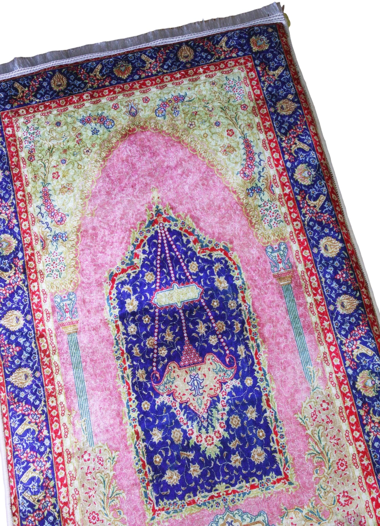 3 CM (1.2 Inch) Foam Thick Padded Prayer Rug Mat With Soft Velvet Anti-Slip Aesthetic Pink Oriental Janamaz Muslim Sejadah