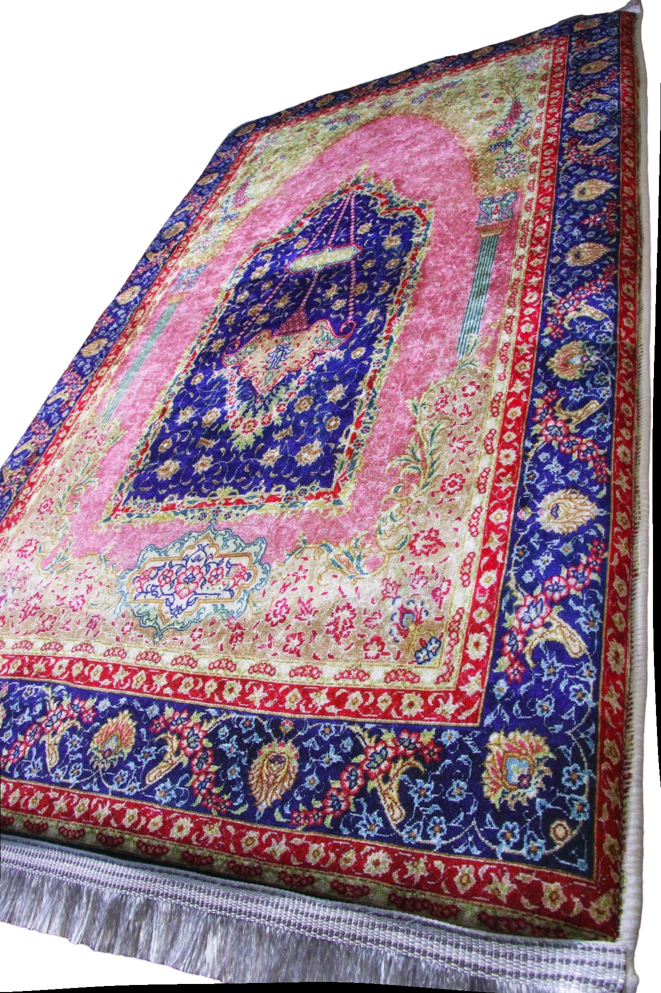 3 CM (1.2 Inch) Foam Thick Padded Prayer Rug Mat With Soft Velvet Anti-Slip Aesthetic Pink Oriental Janamaz Muslim Sejadah