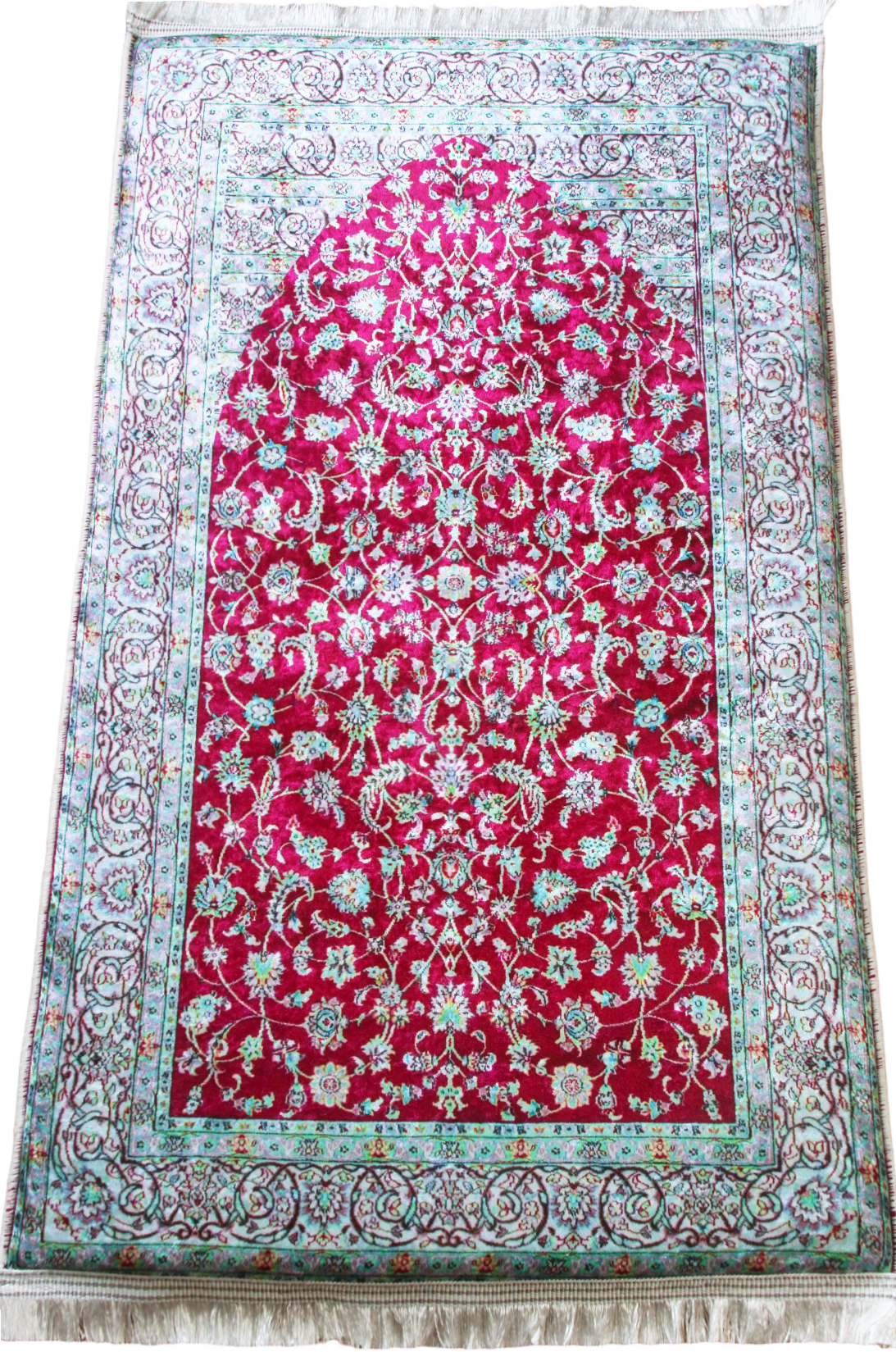 3 CM (1.2 Inch) Foam Thick Padded Prayer Rug Mat With Soft Velvet Anti-Slip Islamic Burgundy Vintage Janamaz Muslim Sejadah