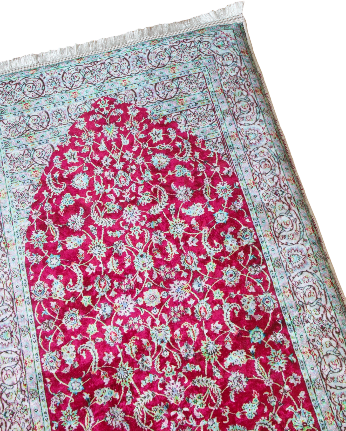 3 CM (1.2 Inch) Foam Thick Padded Prayer Rug Mat With Soft Velvet Anti-Slip Islamic Burgundy Vintage Janamaz Muslim Sejadah