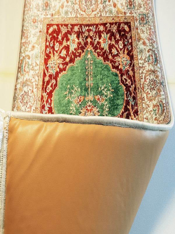 3 CM Süngerli Ortopedik Seccade - Yeşil Bej Desenli Ortopedik Kadife - Carpetella