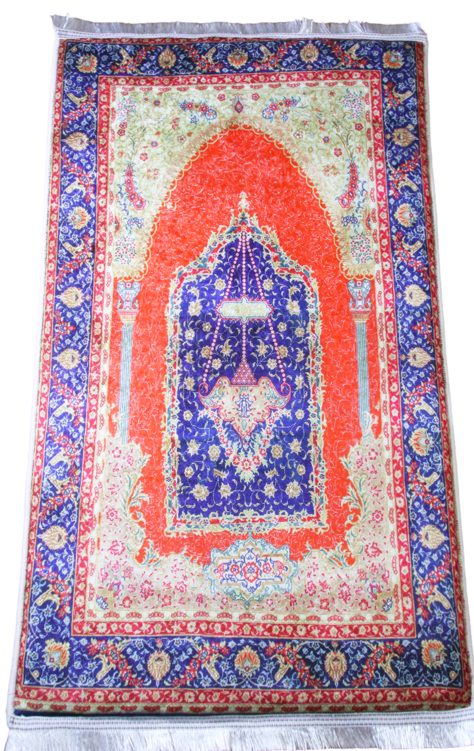 3 CM (1.2 Inch) Foam Thick Padded Prayer Rug Mat With Soft Velvet Anti-Slip Red Vintage Janamaz Muslim Sejadah