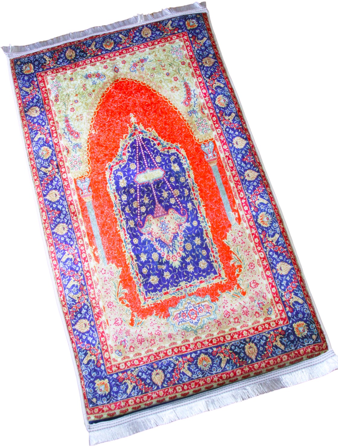 3 CM (1.2 Inch) Foam Thick Padded Prayer Rug Mat With Soft Velvet Anti-Slip Red Vintage Janamaz Muslim Sejadah