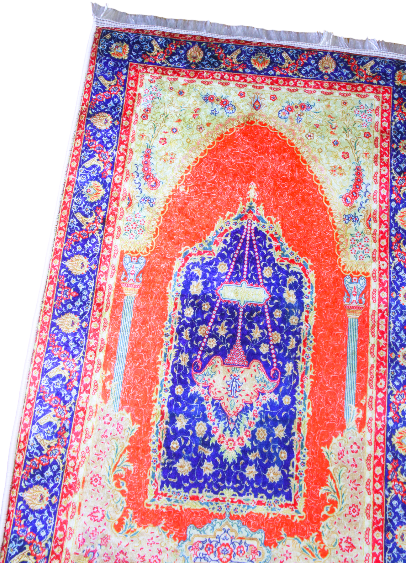 3 CM (1.2 Inch) Foam Thick Padded Prayer Rug Mat With Soft Velvet Anti-Slip Red Vintage Janamaz Muslim Sejadah