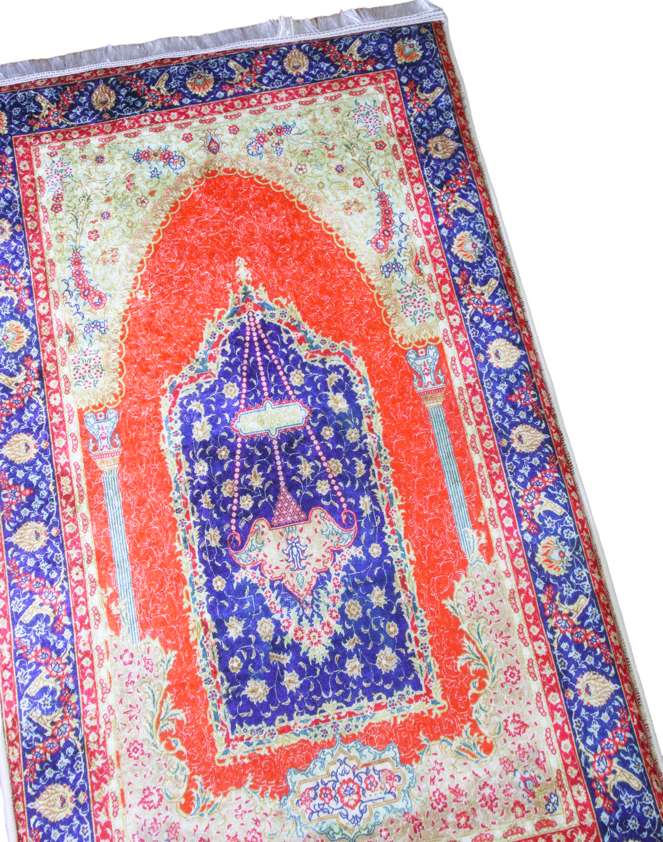 3 CM (1.2 Inch) Foam Thick Padded Prayer Rug Mat With Soft Velvet Anti-Slip Red Vintage Janamaz Muslim Sejadah