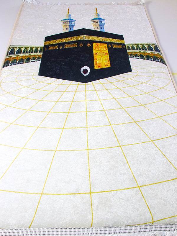 Beyaz Kabe Gold İsme Özel 3 CM Süngerli Ortopedik Seccade - Carpetella