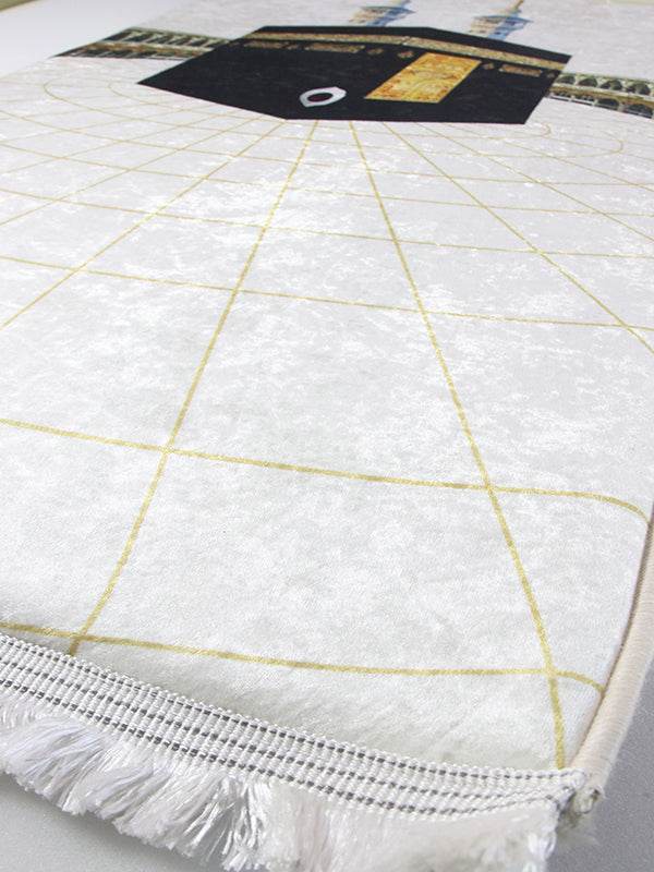 Beyaz Kabe Gold İsme Özel 3 CM Süngerli Ortopedik Seccade - Carpetella