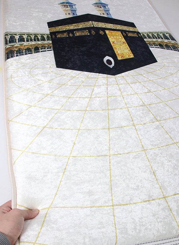 Beyaz Kabe Gold İsme Özel 3 CM Süngerli Ortopedik Seccade - Carpetella