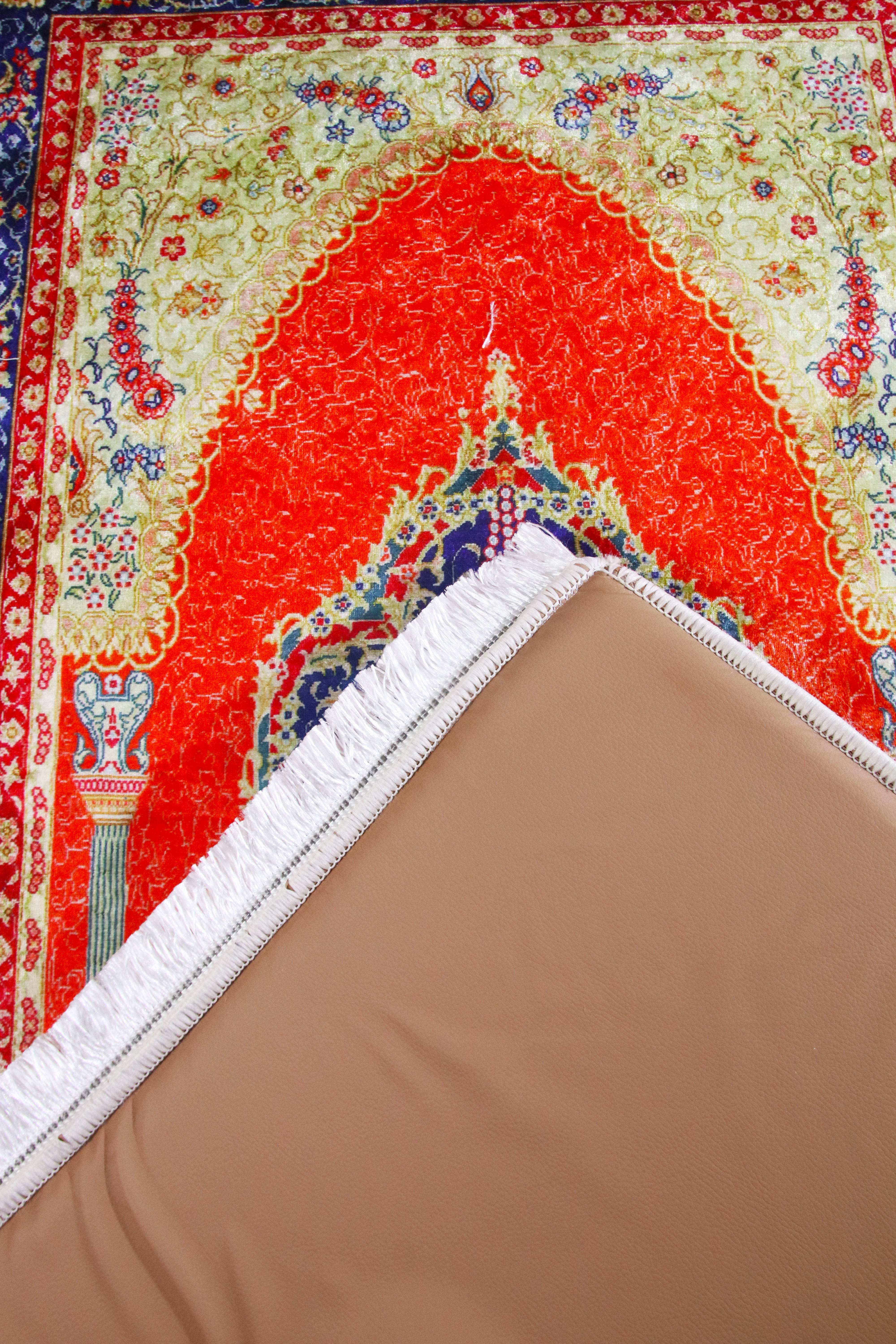 3 CM Süngerli İsme Özel İsimli Seccade – Kırmızı Kadife - Carpetella