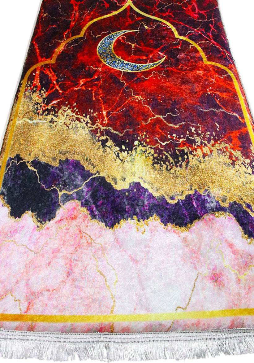 Kırmızı Hilal İsme Özel 3 CM Süngerli Ortopedik Seccade - Carpetella