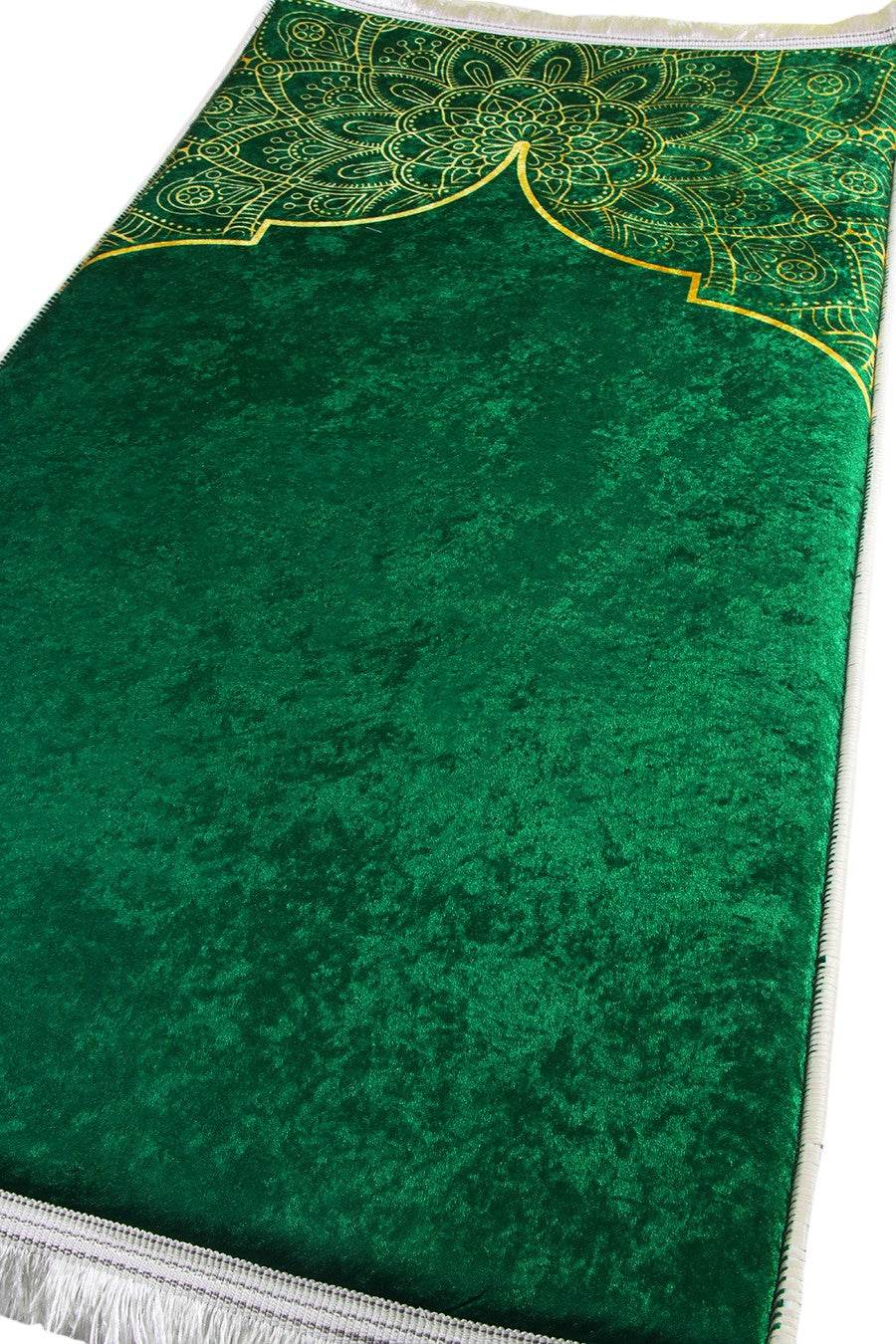 3 CM Süngerli İsme Özel İsimli Seccade – Yeşil Kadife - Carpetella