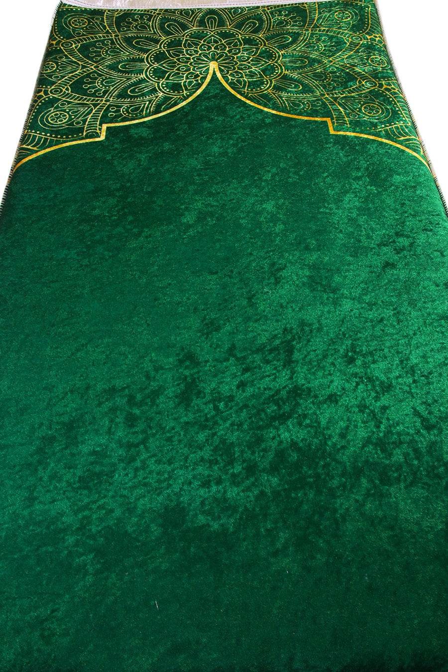 3 CM Süngerli İsme Özel İsimli Seccade – Yeşil Kadife - Carpetella