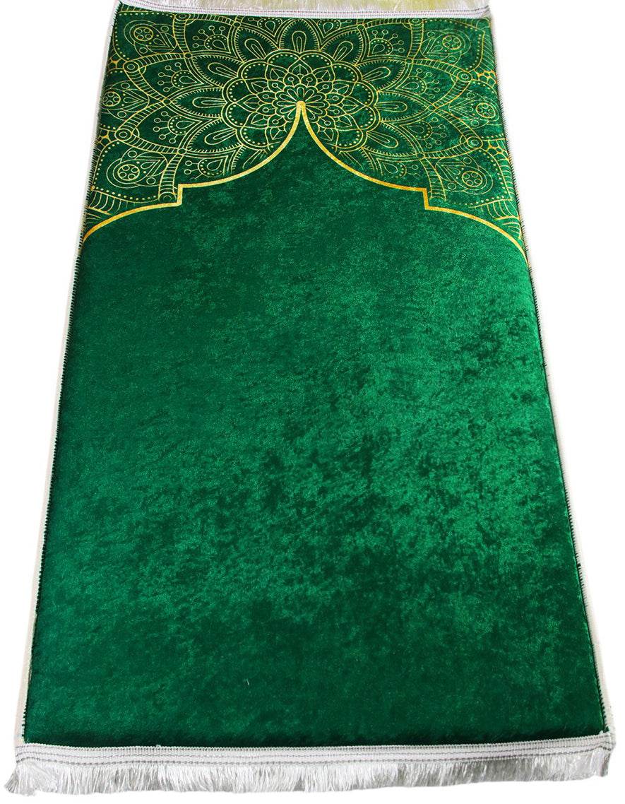 3 CM Süngerli İsme Özel İsimli Seccade – Yeşil Kadife - Carpetella