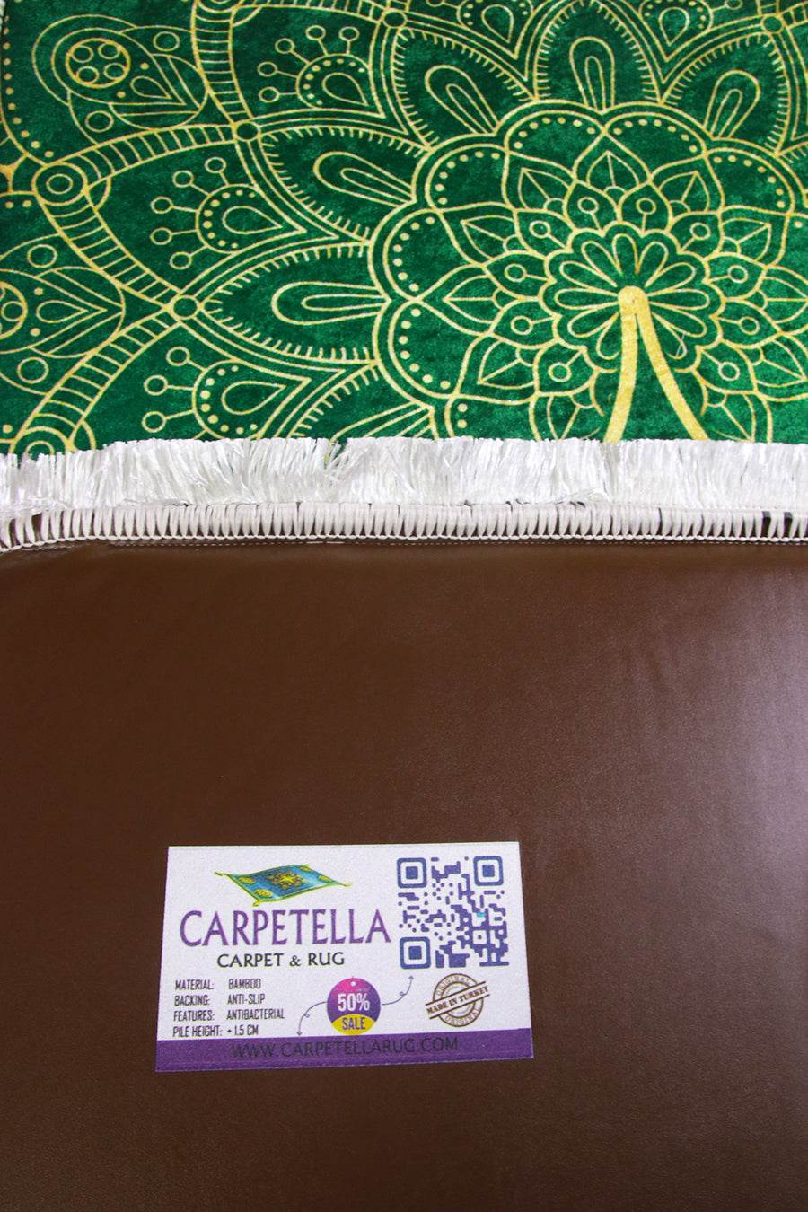 3 CM Süngerli İsme Özel İsimli Seccade – Yeşil Kadife - Carpetella