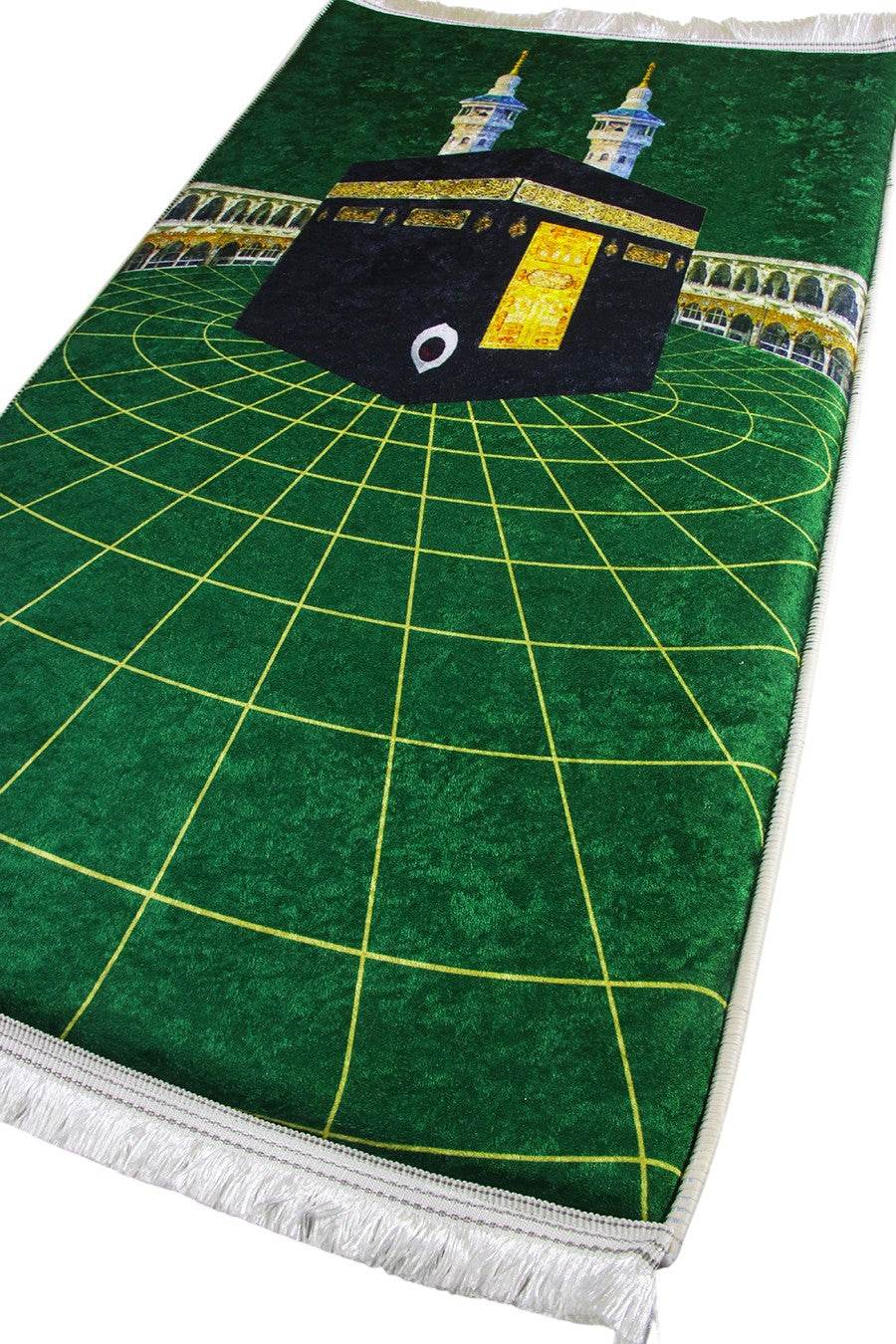 Yeşil Gold Kadife Ortopedik Seccade - İsme Özel 3 CM Süngerli - Carpetella