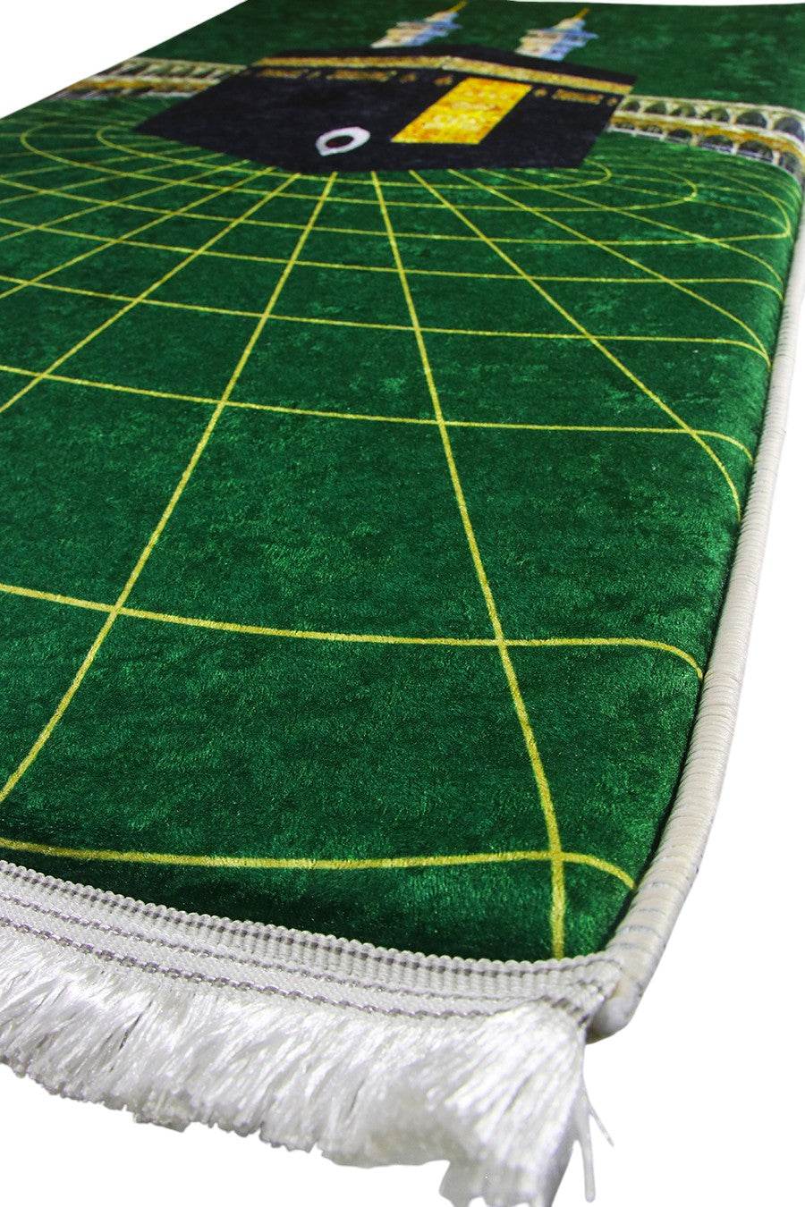 Yeşil Gold Kadife Ortopedik Seccade - İsme Özel 3 CM Süngerli - Carpetella