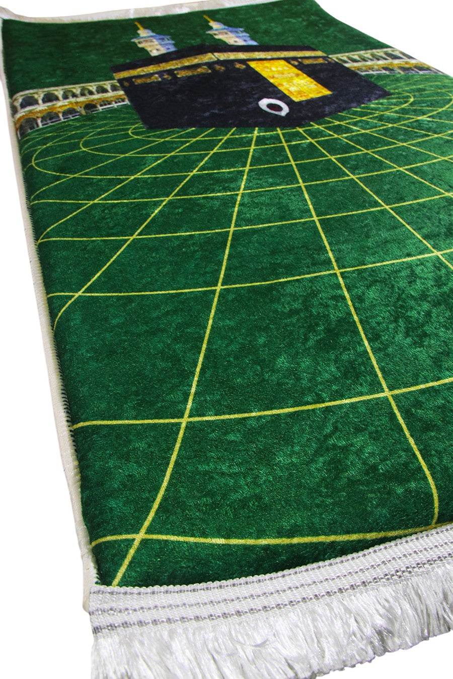 Yeşil Gold Kadife Ortopedik Seccade - İsme Özel 3 CM Süngerli - Carpetella