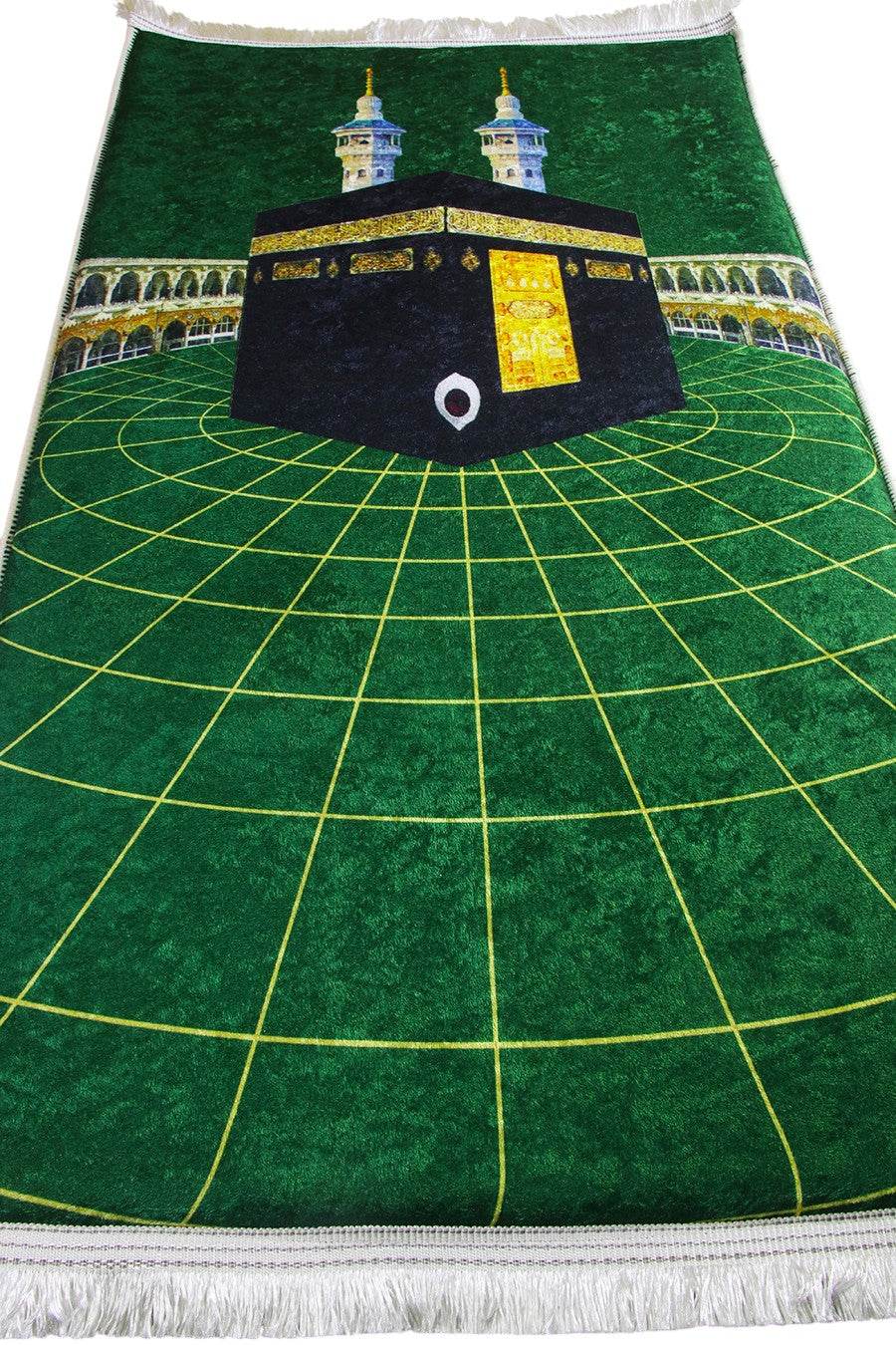 Yeşil Gold Kadife Ortopedik Seccade - İsme Özel 3 CM Süngerli - Carpetella