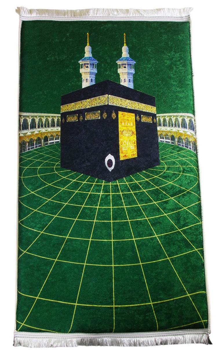 Yeşil Gold Kadife Ortopedik Seccade - İsme Özel 3 CM Süngerli - Carpetella