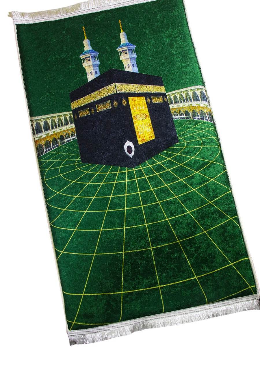 Yeşil Gold Kadife Ortopedik Seccade - İsme Özel 3 CM Süngerli - Carpetella