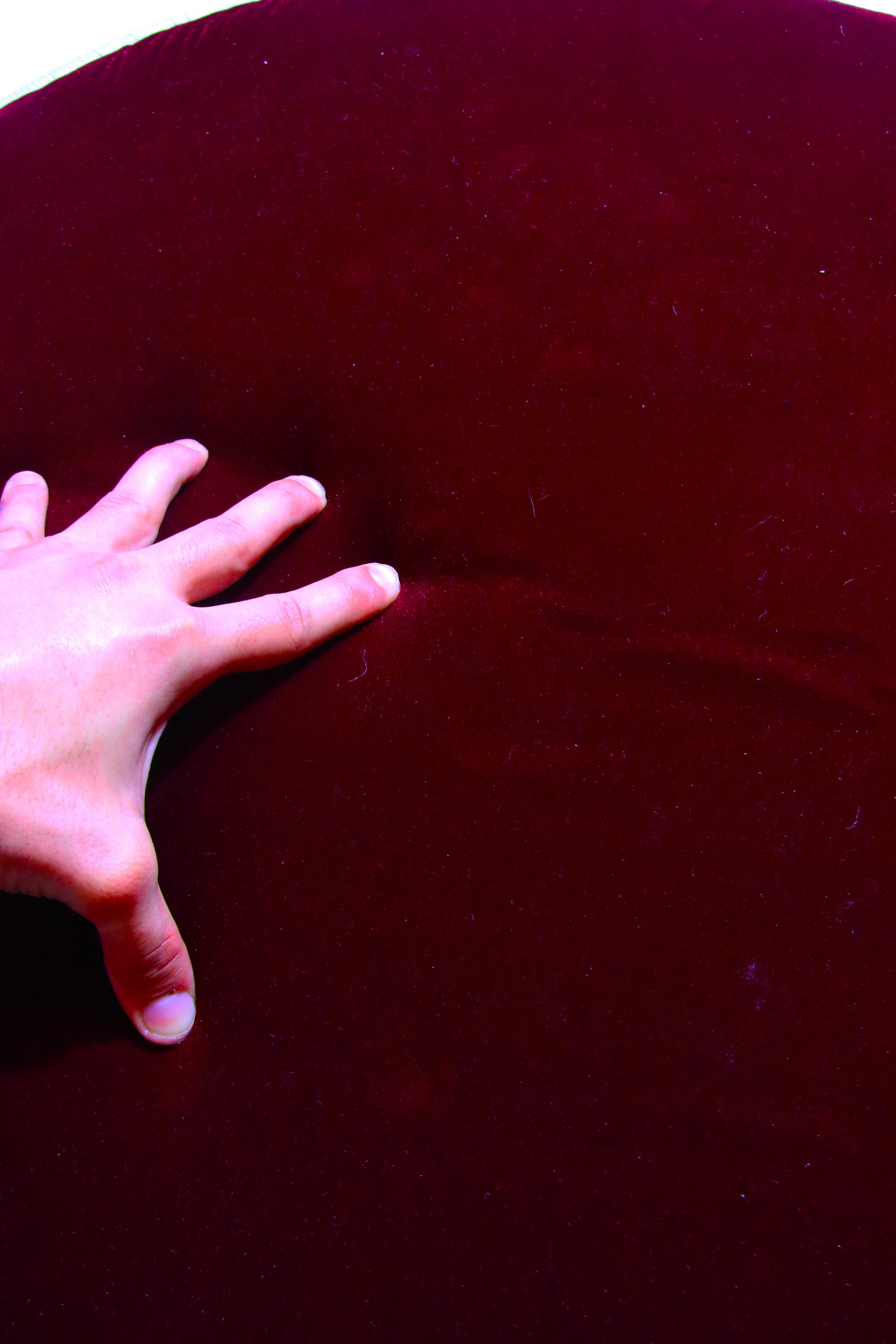 Bordo Kabe İşlemeli Kadife Seccade | Ortopedik 3cm Süngerli - Carpetella