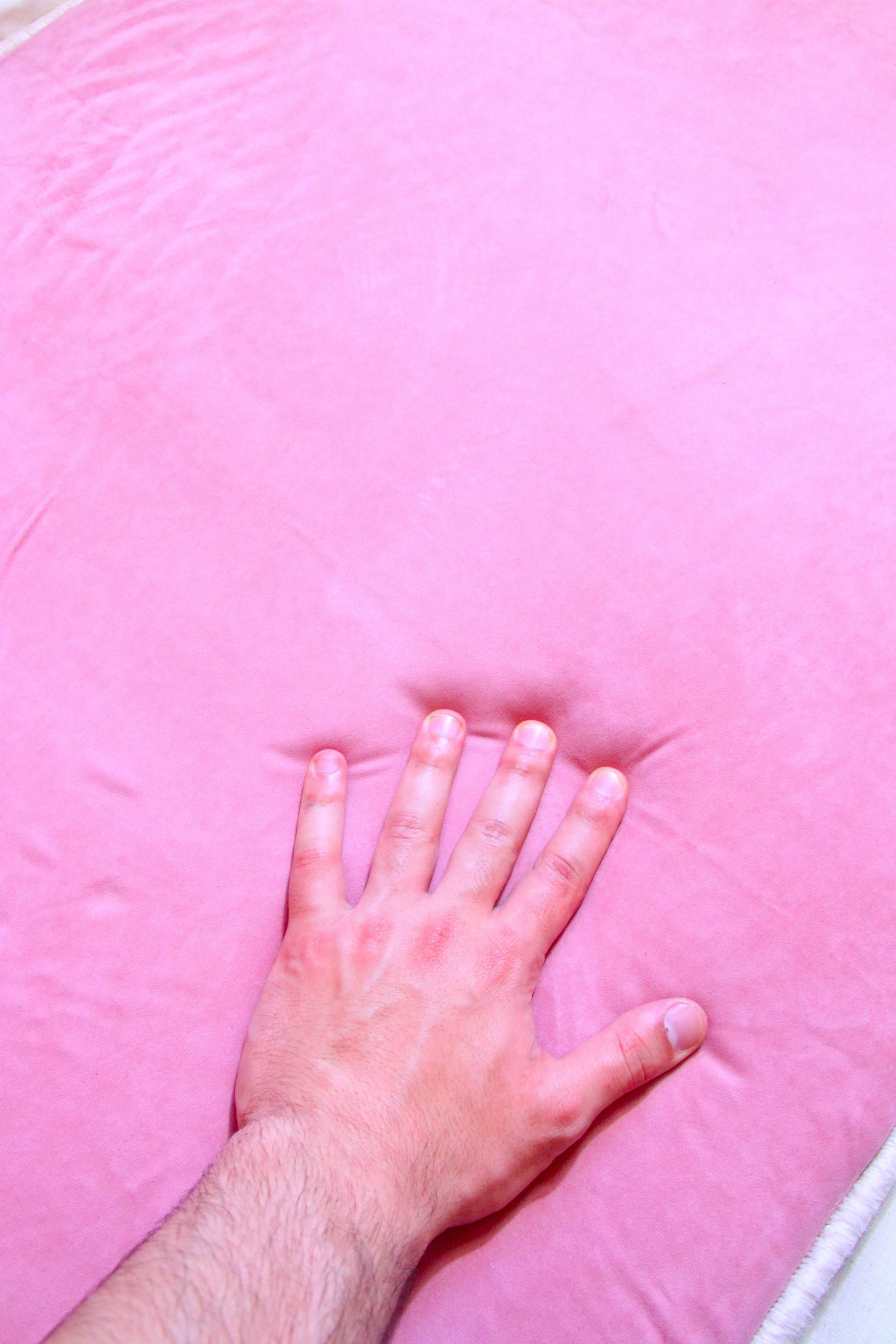 İsme Özel 3 CM Süngerli Kadife Ortopedik Seccade Minimal Pembe - Carpetella