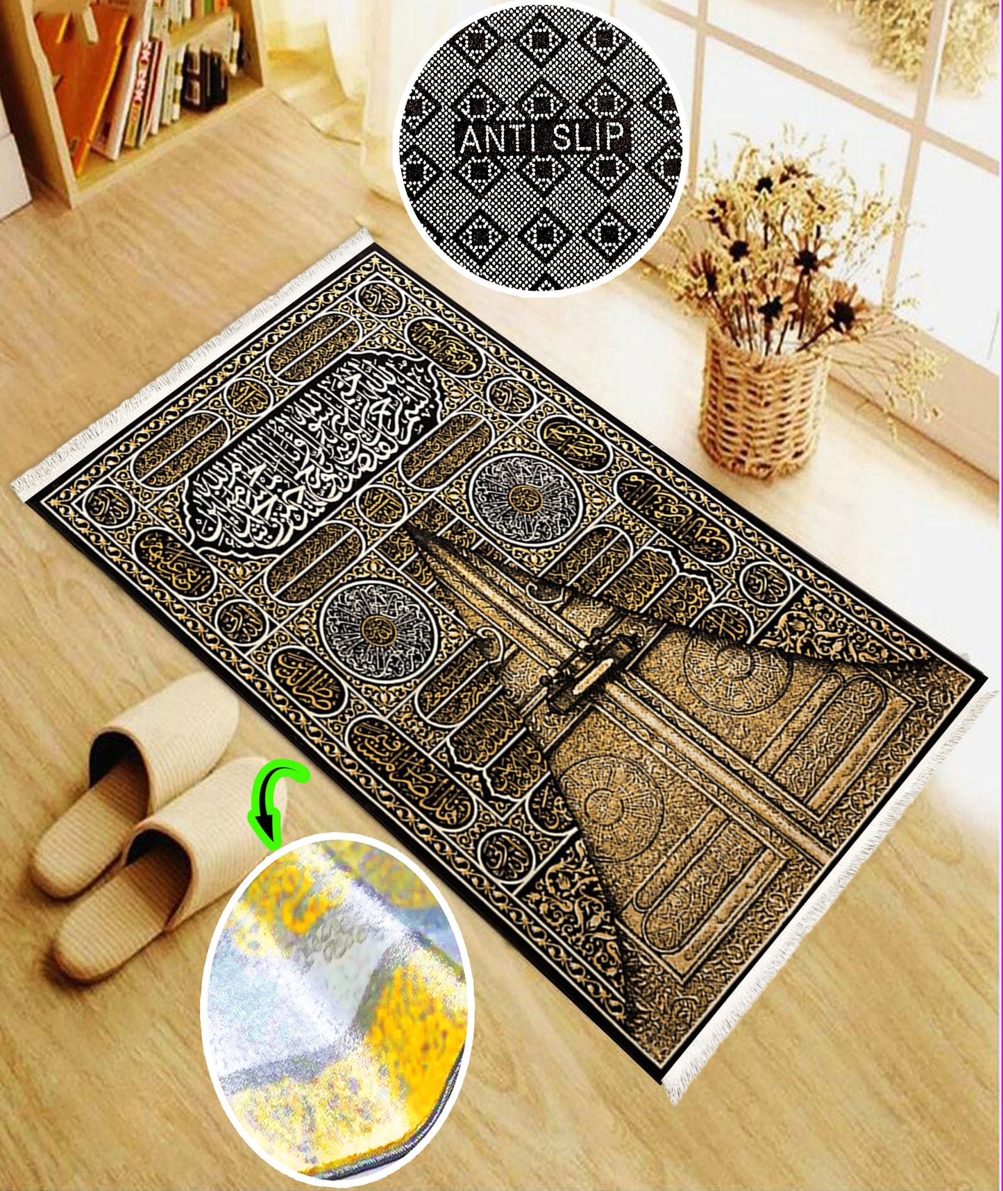 Anti-Slip Turkish Prayer Rug Mat Praying Carpet Islamic Muslim Red Oriental Janamaz Sejadah Washable