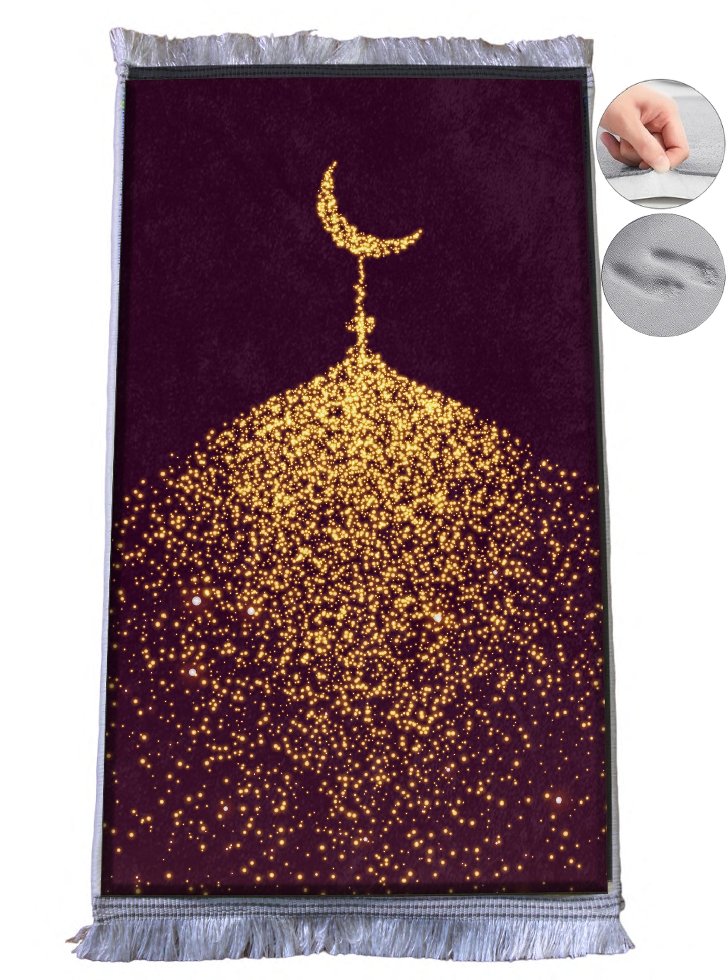 3 CM (1.2 Inch) Foam Thick Padded Prayer Rug Mat With Soft Velvet Anti-Slip Janamaz Muslim Sejadah