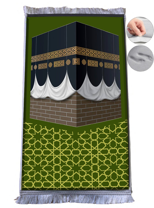 3 CM (1.2 Inch) Foam Thick Padded Prayer Rug Mat With Soft Velvet Anti-Slip Janamaz Muslim Sejadah