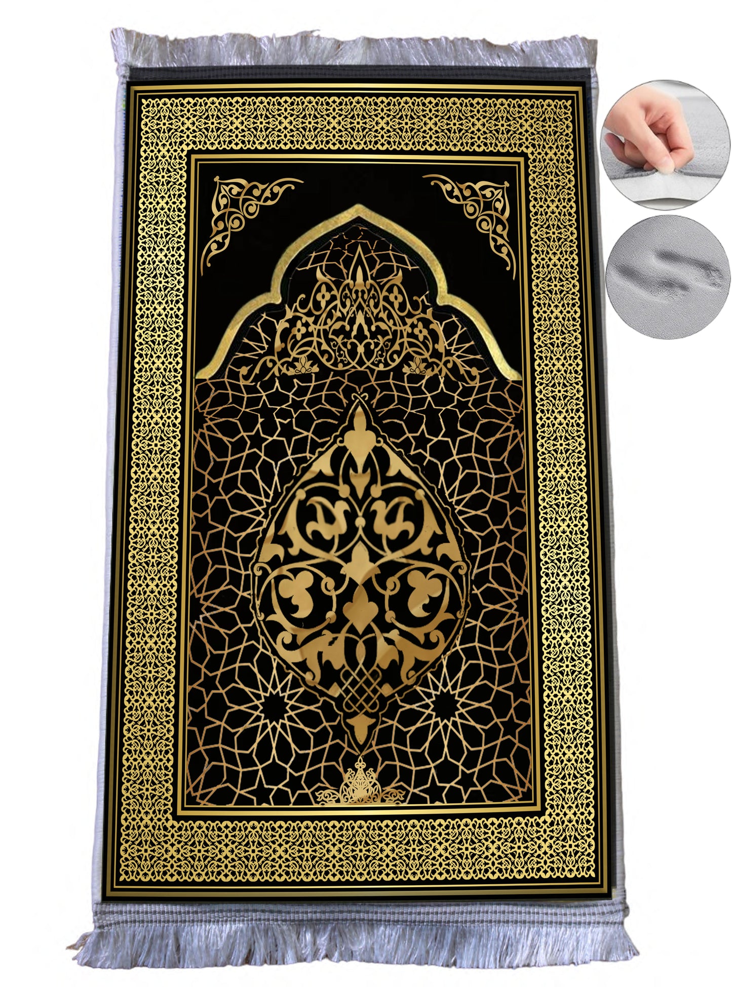 3 CM (1.2 Inch) Foam Thick Padded Prayer Rug Mat With Soft Velvet Anti-Slip Janamaz Muslim Sejadah