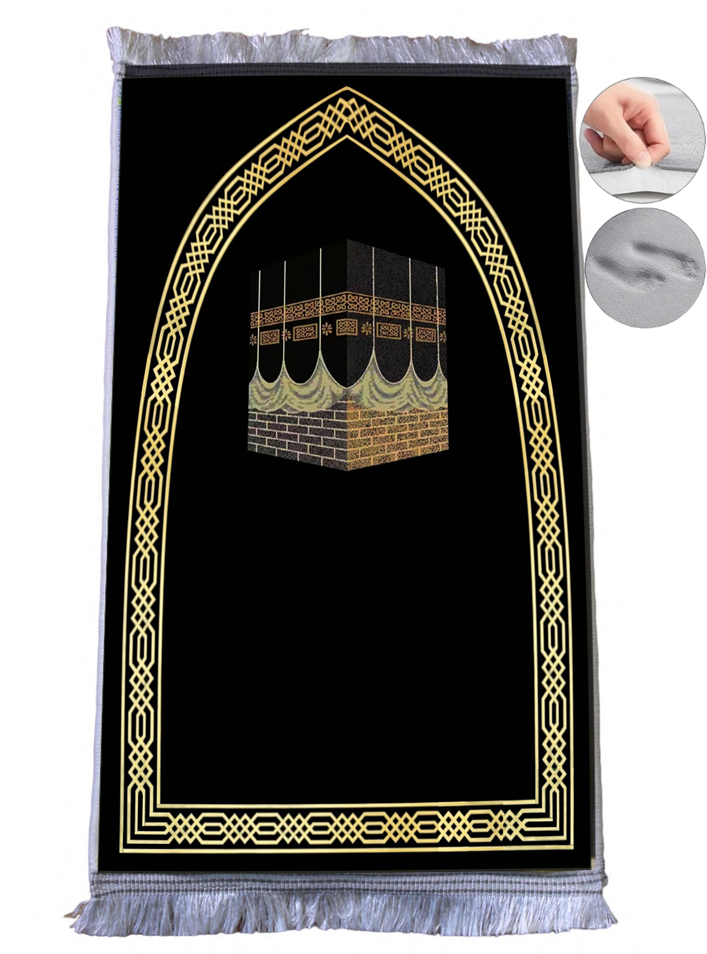 3 CM (1.2 Inch) Foam Thick Padded Prayer Rug Mat With Soft Velvet Anti-Slip Janamaz Muslim Sejadah