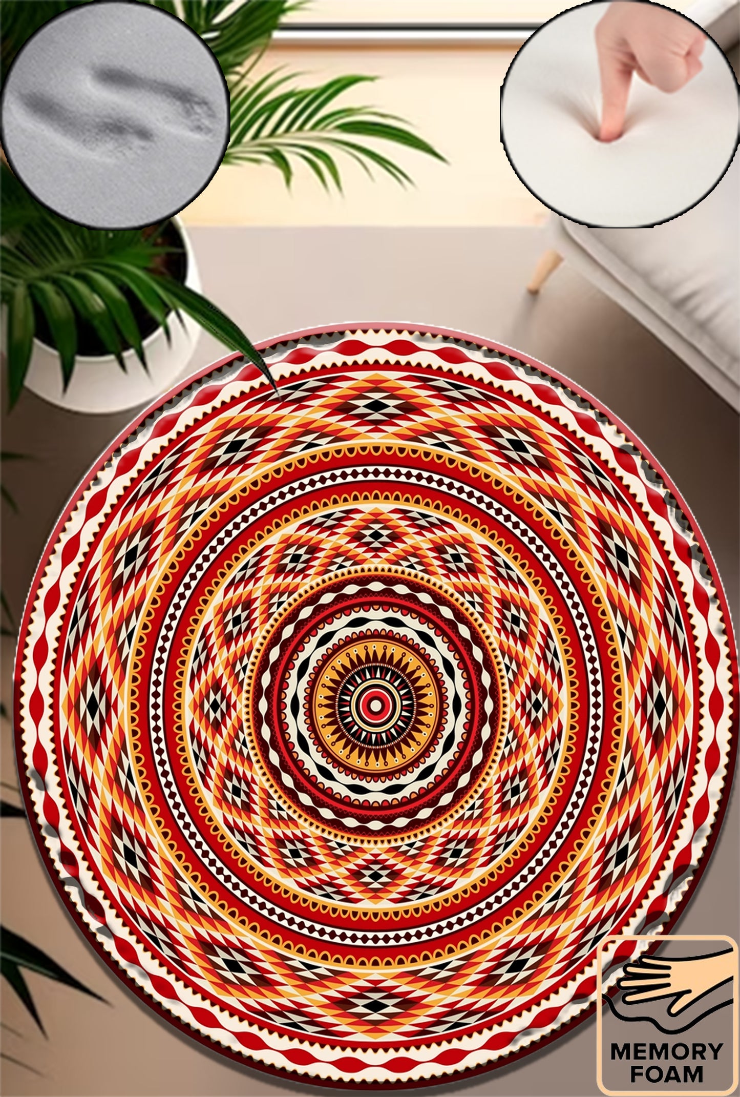 Round Circle Home Decor Area Carpet Rug Foam Padded Soft Thick