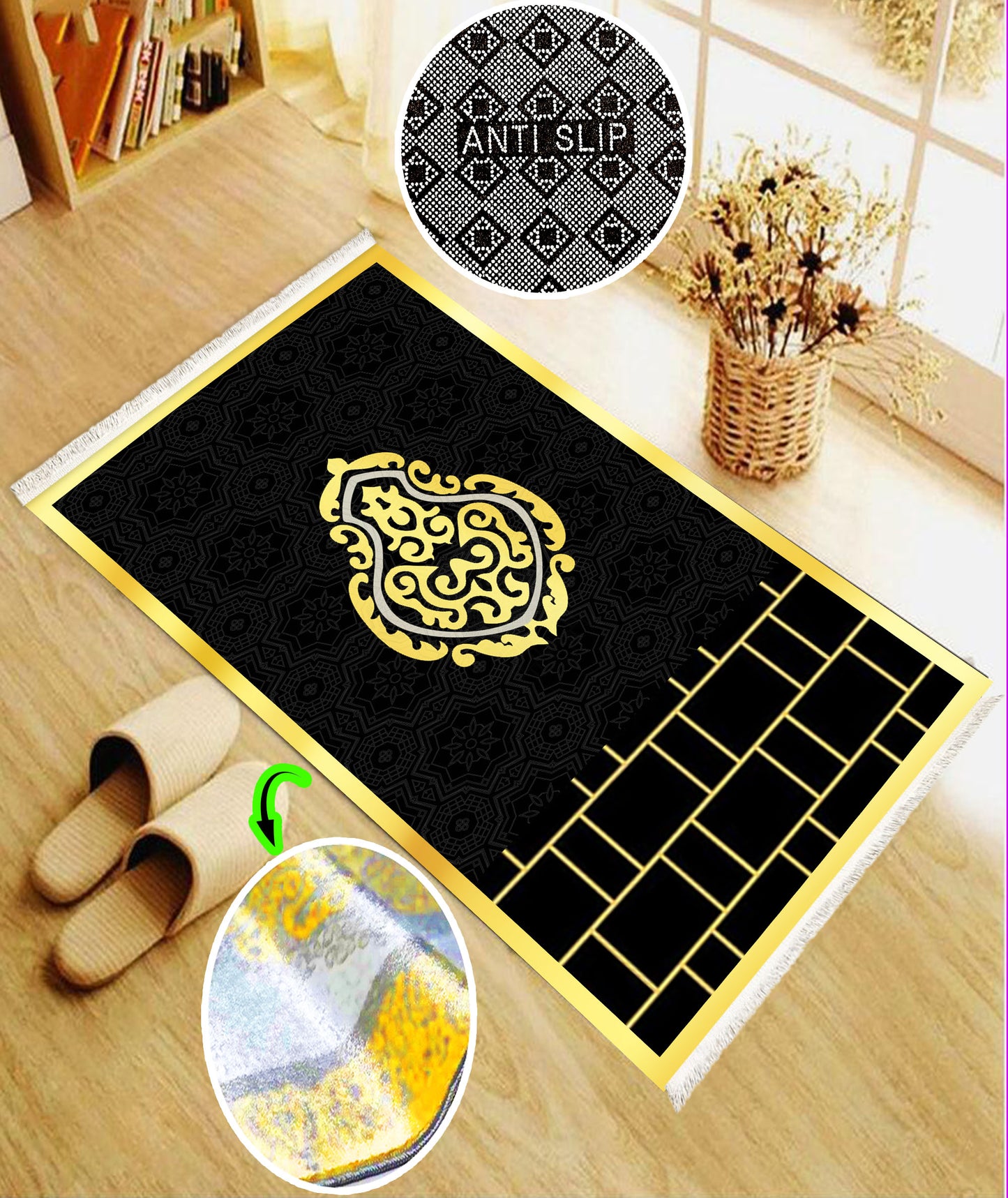 Anti-Slip Turkish Prayer Rug Mat Praying Carpet Islamic Muslim Red Oriental Janamaz Sejadah Washable